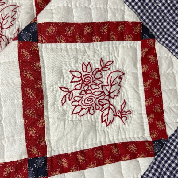 Quilt Lightweight Full/Queen Cotton 87 X 84 Floral Square Granny Cottage Country - Picture 9 of 13